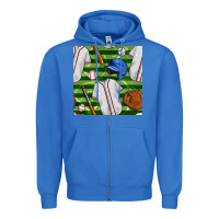 True Royal baseball uniform and field seamless pattern Zipper Hoodie - BundleAndBundleShop