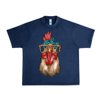 Navy chicken with bandana and leopard Urban Heavy Tee - texasbilliewilder