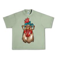 Oil Green chicken with bandana and leopard Urban Heavy Tee - texasbilliewilder