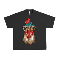 Pigment Black chicken with bandana and leopard Urban Heavy Tee - texasbilliewilder