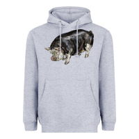 Heather Grey poland china pig Heavyweight Hoodie - LillyAllenDesigns