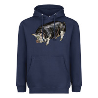 Navy poland china pig Heavyweight Hoodie - LillyAllenDesigns