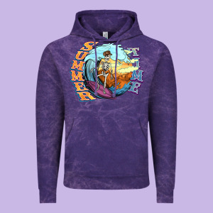 Summer Time Skeleton Surfing Vintage Hoodie Designed By Nancycooperartshop