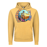 Vintage Mustard summer time skeleton surfing Vintage Hoodie - NancyCooperArtShop