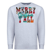 Heather Grey merry christmas y'all Premium Sweatshirt - CowhideDigitalArt