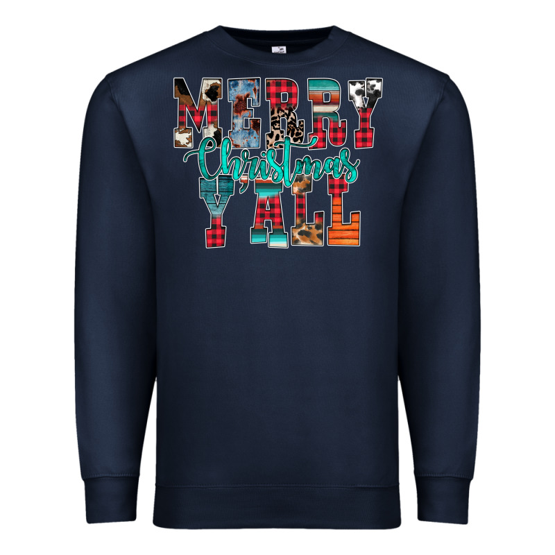 Merry Christmas Y'all Premium Sweatshirt by CowhideDigitalArt | Teevron
