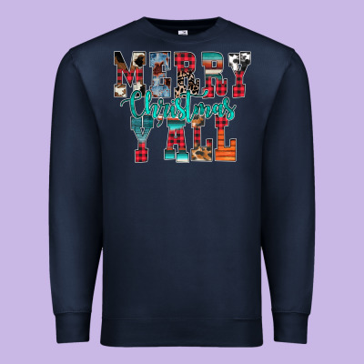 Merry Christmas Y'all Premium Sweatshirt Designed By Cowhidedigitalart