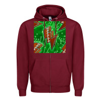 Burgundy american football thunder Zipper Hoodie - BundleAndBundleShop