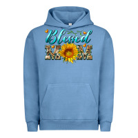 Pigment Pebble Blue blessed mom with sunflower Urban Hoodie - Artiststas