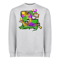 Heather Grey louisiana map alligator mardi gras olivia Heavyweight Sweatshirt - OliviaCreatesArt
