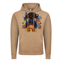 Vintage Coffee blue and gold american football afro messy bun Vintage Hoodie - texasbilliewilder