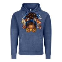 Vintage Denim blue and gold american football afro messy bun Vintage Hoodie - texasbilliewilder