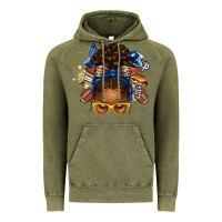 Vintage Olive blue and gold american football afro messy bun Vintage Hoodie - texasbilliewilder
