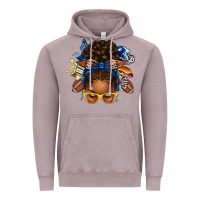 Vintage Zinc blue and gold american football afro messy bun Vintage Hoodie - texasbilliewilder