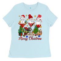 Baby Blue Merry Christmas wine and cocktails Ladies Tee - NancyCooperArtShop
