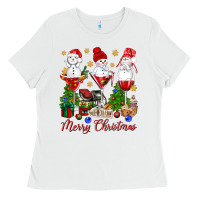 White Merry Christmas wine and cocktails Ladies Tee - NancyCooperArtShop