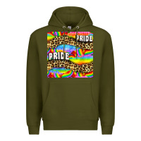 Army Green Pride lgbtq leopard with love and rainbow seamless Premium Hoodie - BundleAndBundleShop