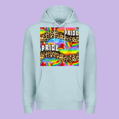 Pride Lgbtq Leopard With Love And Rainbow Seamless Premium Hoodie Designed By Bundleandbundleshop