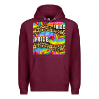 Burgundy Pride lgbtq leopard with love and rainbow seamless Premium Hoodie - BundleAndBundleShop