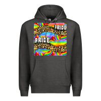 Charcoal Heather Pride lgbtq leopard with love and rainbow seamless Premium Hoodie - BundleAndBundleShop