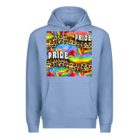 Colony Blue Pride lgbtq leopard with love and rainbow seamless Premium Hoodie - BundleAndBundleShop