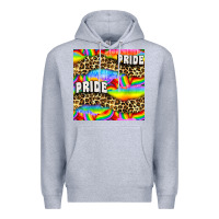 Heather Grey Pride lgbtq leopard with love and rainbow seamless Premium Hoodie - BundleAndBundleShop