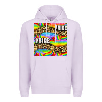 Lilac Pride lgbtq leopard with love and rainbow seamless Premium Hoodie - BundleAndBundleShop