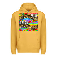 Mustard Pride lgbtq leopard with love and rainbow seamless Premium Hoodie - BundleAndBundleShop
