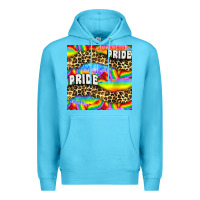 Ocean Blue Pride lgbtq leopard with love and rainbow seamless Premium Hoodie - BundleAndBundleShop