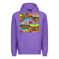 Purple Pride lgbtq leopard with love and rainbow seamless Premium Hoodie - BundleAndBundleShop