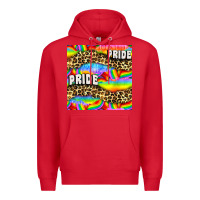 Red Pride lgbtq leopard with love and rainbow seamless Premium Hoodie - BundleAndBundleShop