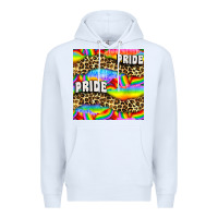 White Pride lgbtq leopard with love and rainbow seamless Premium Hoodie - BundleAndBundleShop