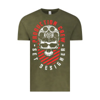 Vintage Olive Production Crew Set Designer Movie Film Halloween Skull Vintage Tee - minhPixels