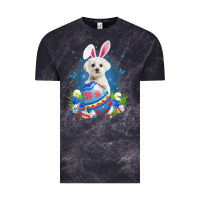 Cloud Black Bunny Maltese With Egg Basket Easter Flower Hunting Egg Vintage Tee - minhPixels