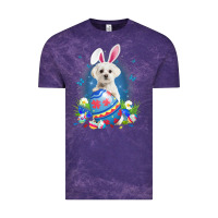 Cloud Purple Bunny Maltese With Egg Basket Easter Flower Hunting Egg Vintage Tee - minhPixels