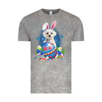 Cloud Rock Bunny Maltese With Egg Basket Easter Flower Hunting Egg Vintage Tee - minhPixels