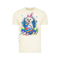 Vintage Arctic Bunny Maltese With Egg Basket Easter Flower Hunting Egg Vintage Tee - minhPixels