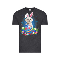 Vintage Black Bunny Maltese With Egg Basket Easter Flower Hunting Egg Vintage Tee - minhPixels