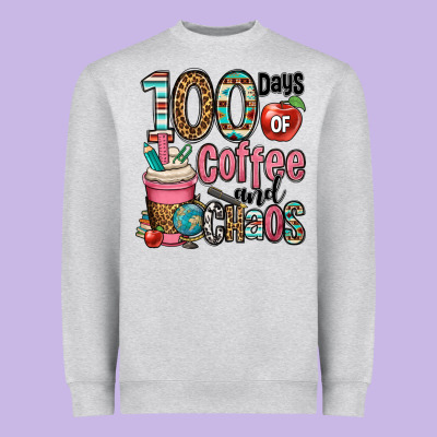 Hundred Days Of Coffee And Chaos Heavyweight Sweatshirt Designed By Oliviacreatesart