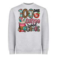 Heather Grey hundred days of coffee and chaos Heavyweight Sweatshirt - OliviaCreatesArt