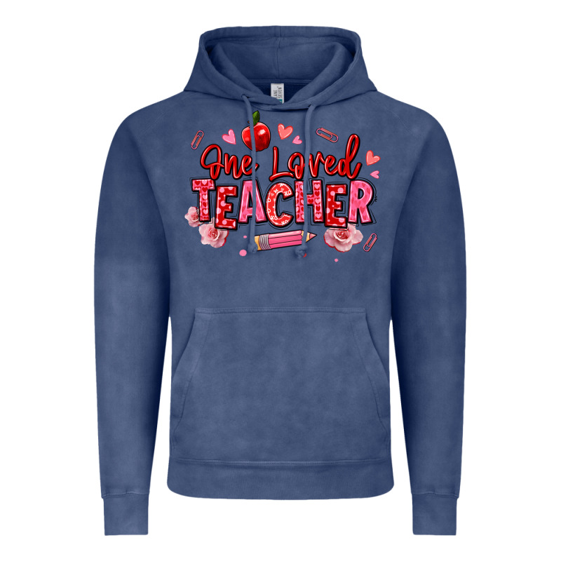 One Loved Teacher Afro Messy Bun Vintage Hoodie by texasbilliewilder | Teevron