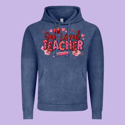 One Loved Teacher Afro Messy Bun Vintage Hoodie Designed By Texasbilliewilder