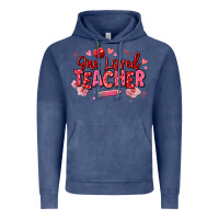 Vintage Denim one loved teacher afro messy bun Vintage Hoodie - texasbilliewilder