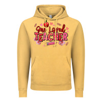 Vintage Mustard one loved teacher afro messy bun Vintage Hoodie - texasbilliewilder
