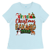 Baby Blue Official Christmas baking team Ladies Tee - NancyCooperArtShop