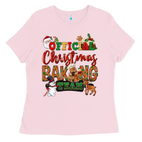 Bubblegum Pink Official Christmas baking team Ladies Tee - NancyCooperArtShop