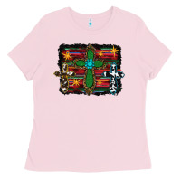 Bubblegum Pink cross leopard cowhide glitter serape Ladies Tee - RanaPortraitStore