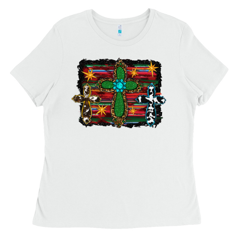 Cross Leopard Cowhide Glitter Serape Ladies Tee by RanaPortraitStore | Teevron