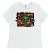 White cross leopard cowhide glitter serape Ladies Tee - RanaPortraitStore