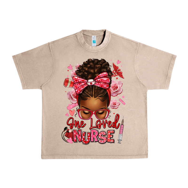 One Loved Nurse Afro Messy Bun Urban Heavy Tee by texasbilliewilder | Teevron